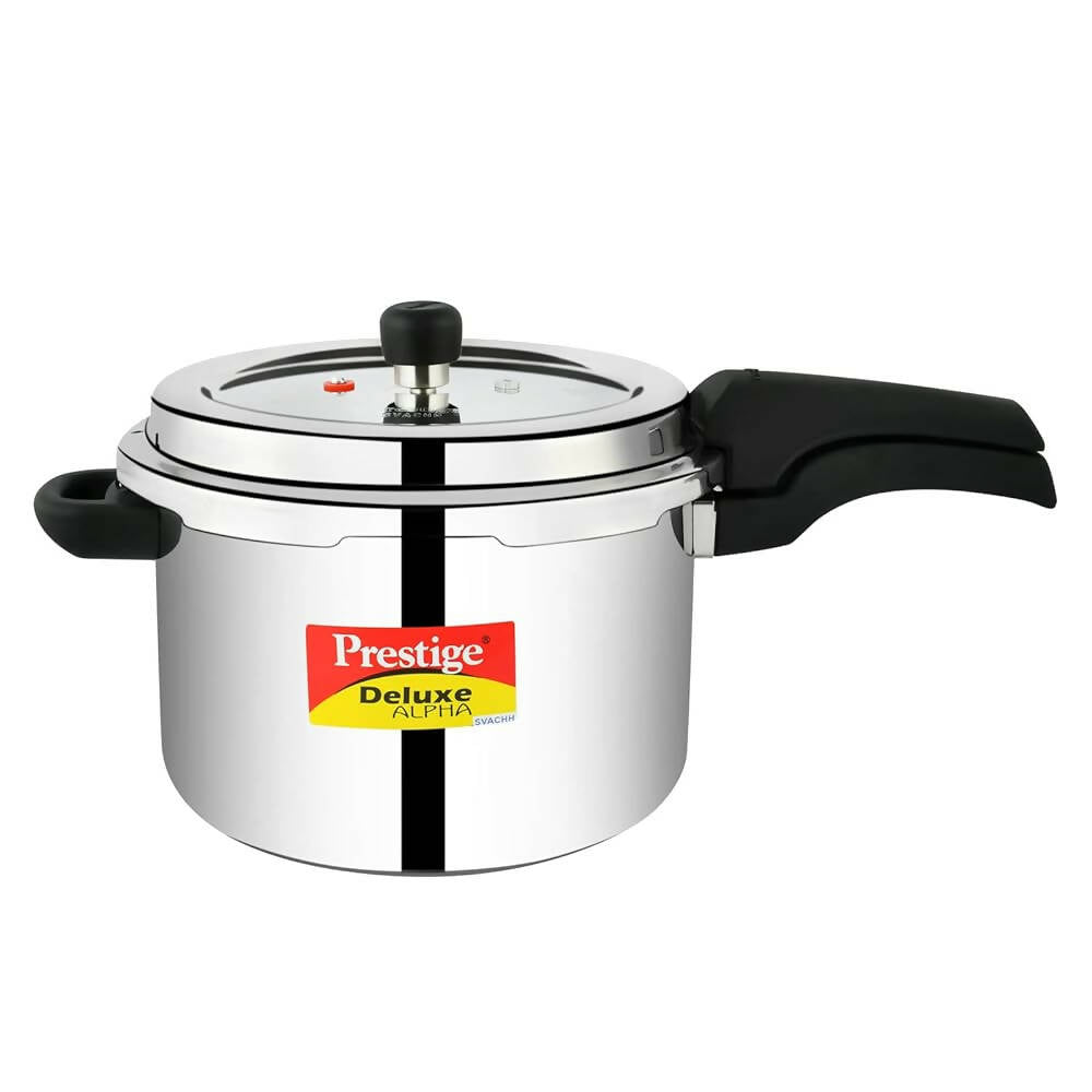 Prestige 6.5 Litres Deluxe Alpha Svachh Induction Base Outer Lid Stainless Steel Pressure Cooker