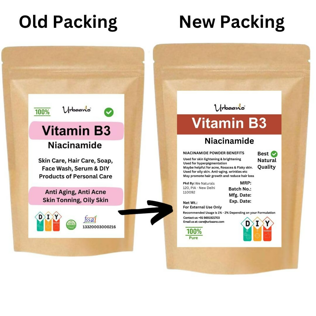 Urbaano Herbal Niacinamide Powder (Vitamin B3) For Making DIY Lotion, Cream, Serum & Skin Care