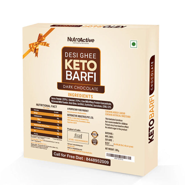 NutroActive Desi Ghee Barfi Hazelnut Chocolate Main Image