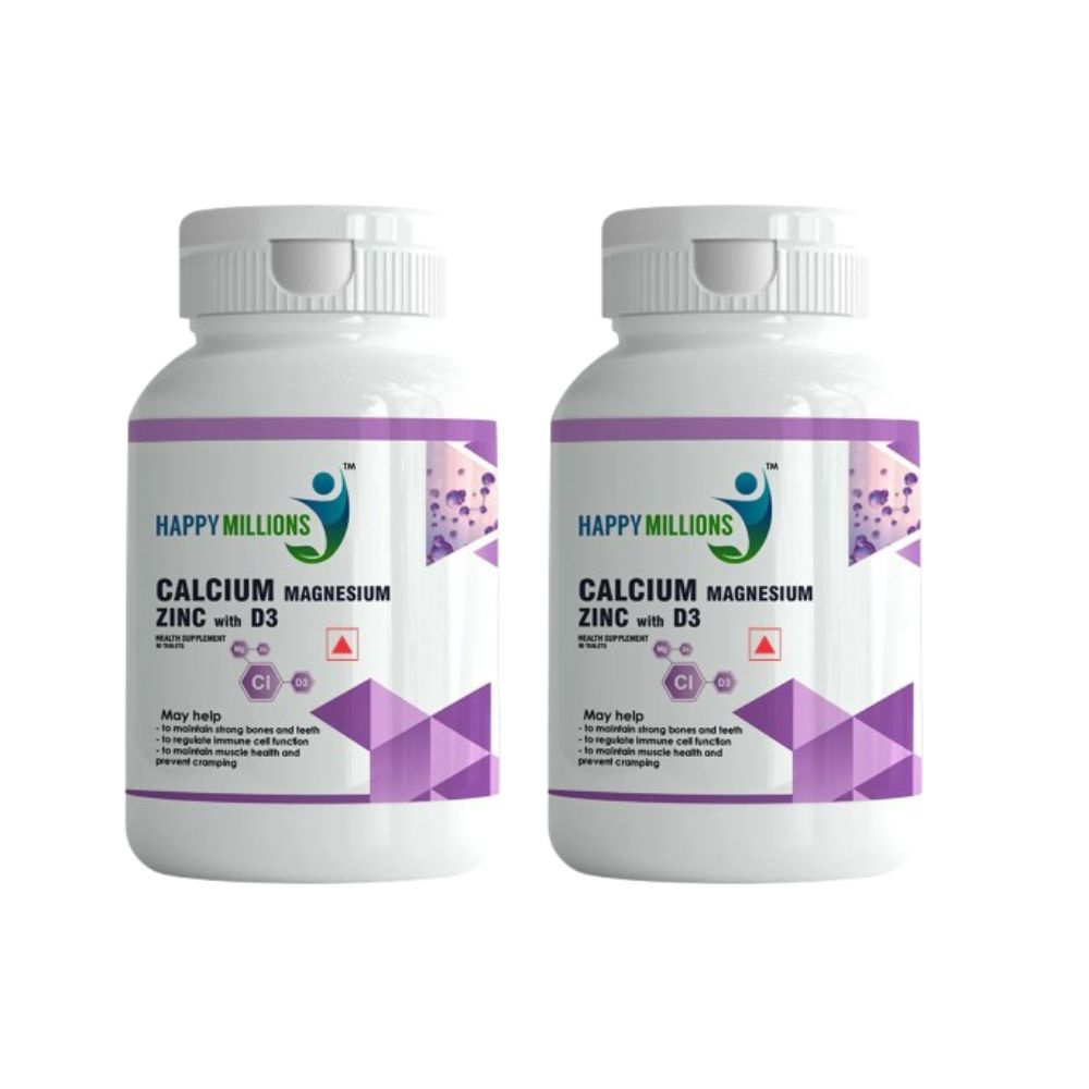 HappyMillions Calcium, Magnesium, Zinc with Vitamin D3 Tablets