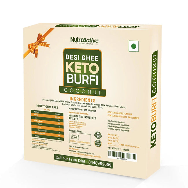 NutroActive Desi Ghee Keto Coconut Barfi Main Image