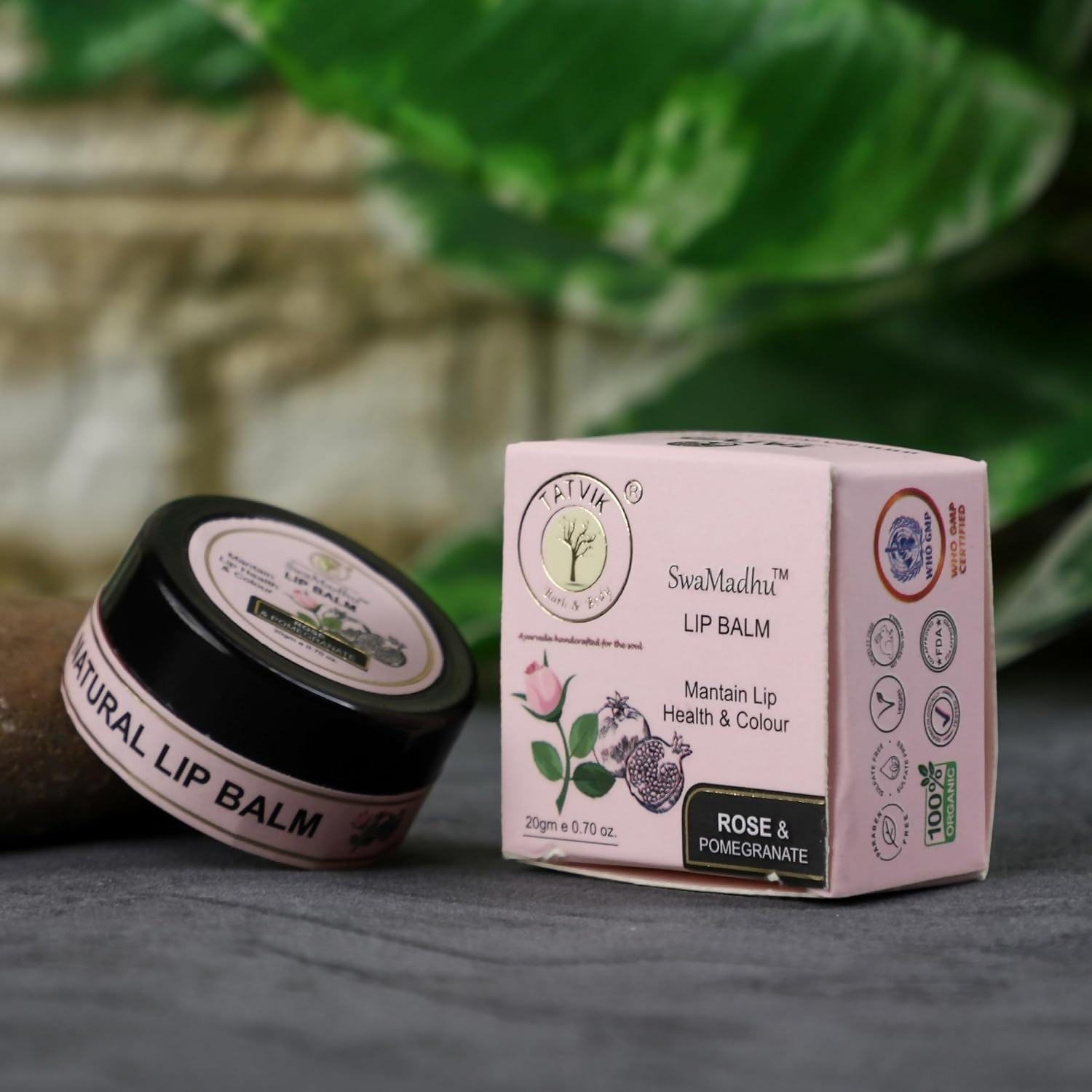 Tatvik Ayurveda Swamadhu Lip Balm & Tint (Rose & Pomegranate)
