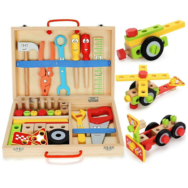 Nesta Toys 40Piece Wooden Tool Kit Set With Tool Box Hover Image