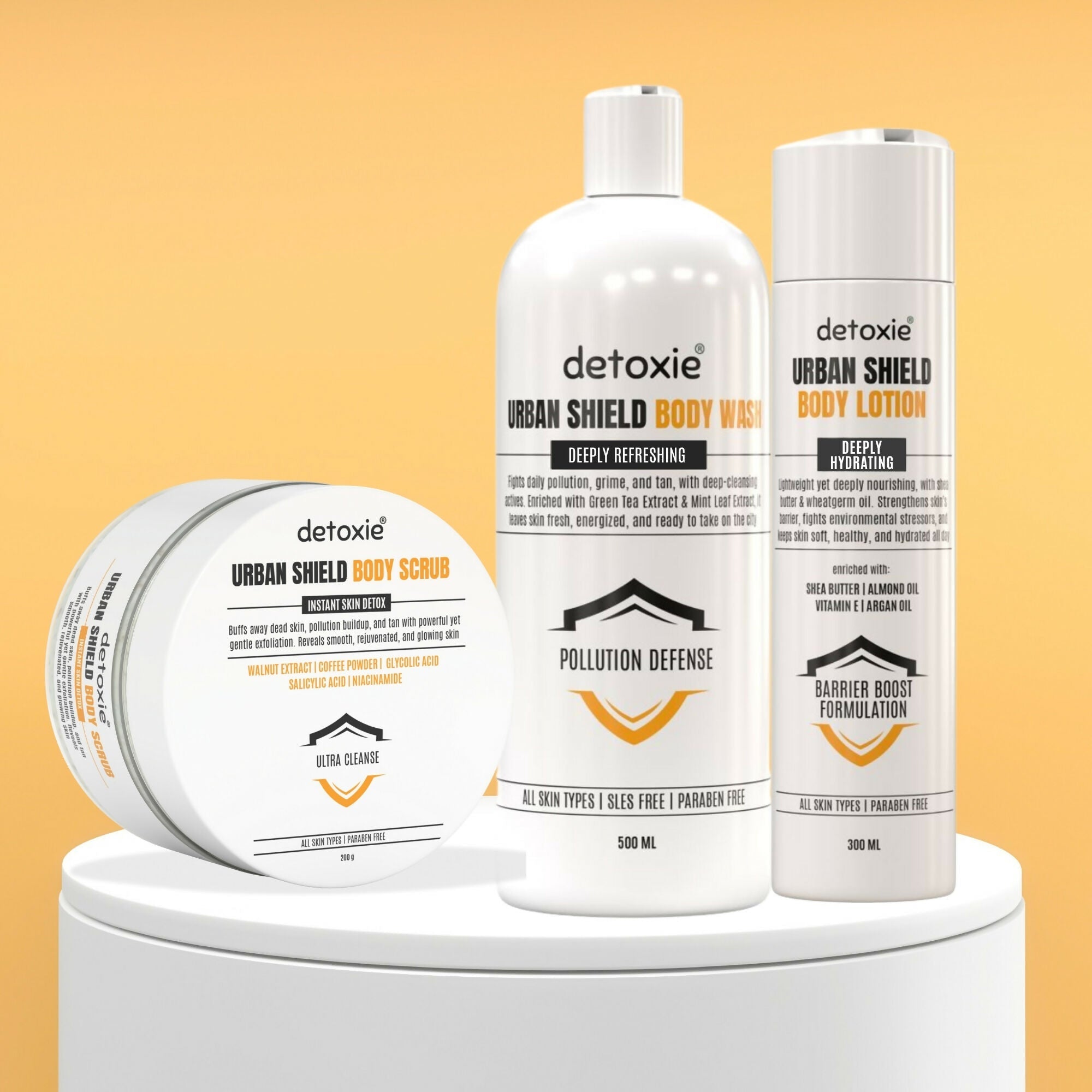 Detoxie Body Wash Lotion & Scrub Combo - Urban Shiled