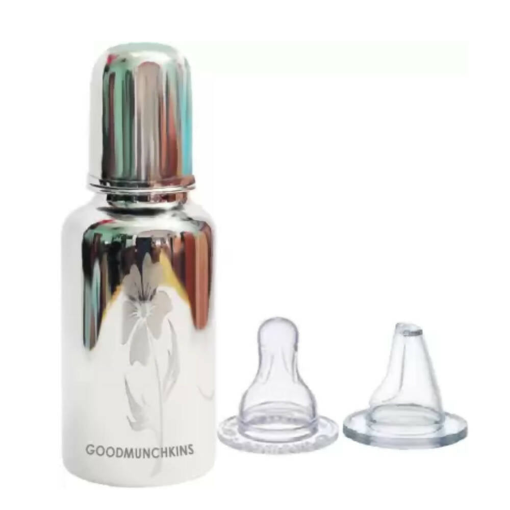 Goodmunchkins Stainless Steel Feeding Rustfree Bottle with 2 Anti Colic Silicone Nipple For Kids 220 ml