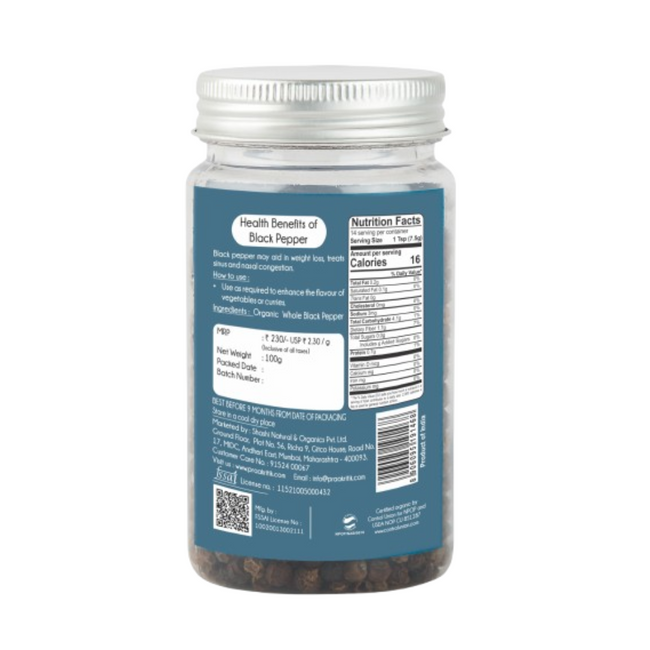 Praakritik Organic Black Pepper Whole Main Image