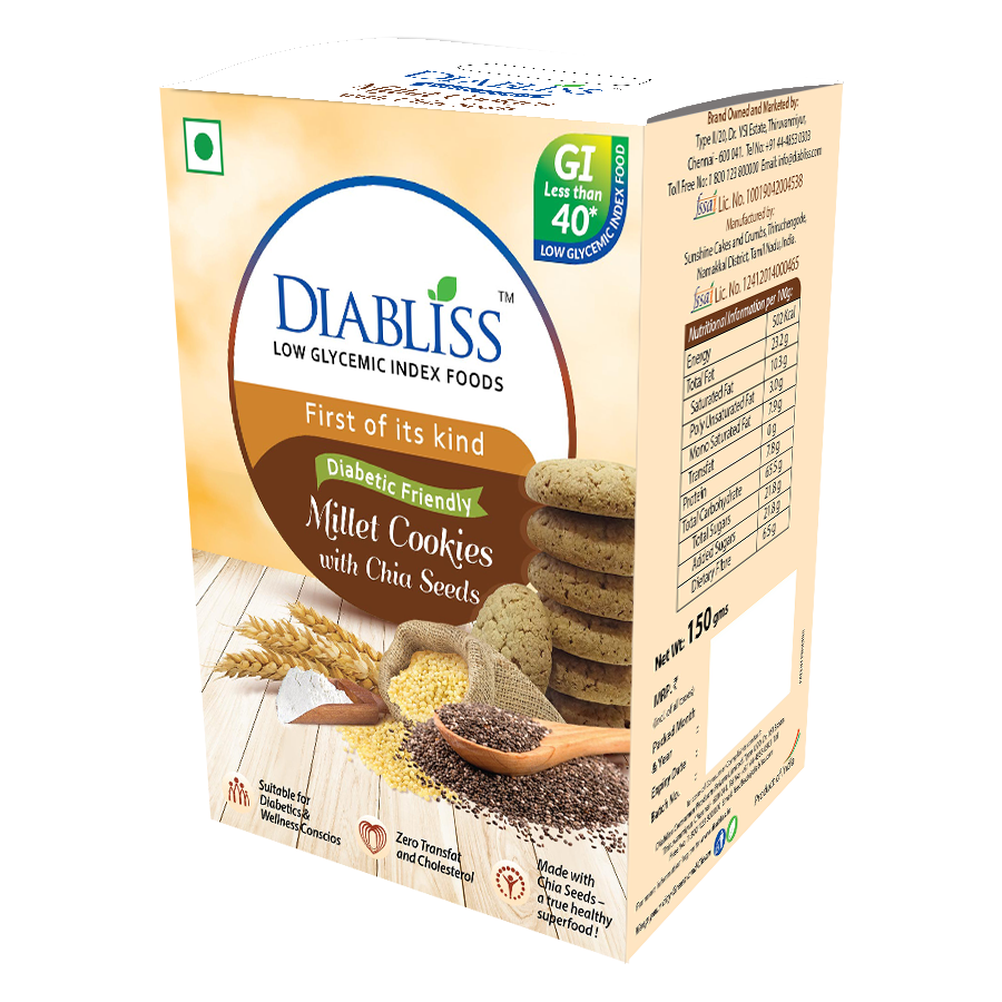 Diabliss Diabetic Friendly Millet Cookies with Chia Seeds