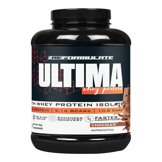 Reformulate Ultima I Whey Protein with Isolate I 23 G Protein I 5.1G BCAA I 10.8 EAA I Pre & Probiotics - Chocolate Hover Image