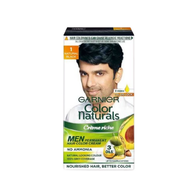 Garnier Color Naturals Creme Riche Men Hair Color - Shade 1 Natural Black Hover Image