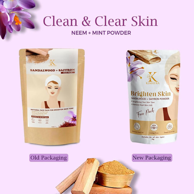 Kimayra Sandalwood + Saffron Face Pack Powder For Brighter Skin Tone, Helps In Anti-Ageing & Soothes Skin Main Image
