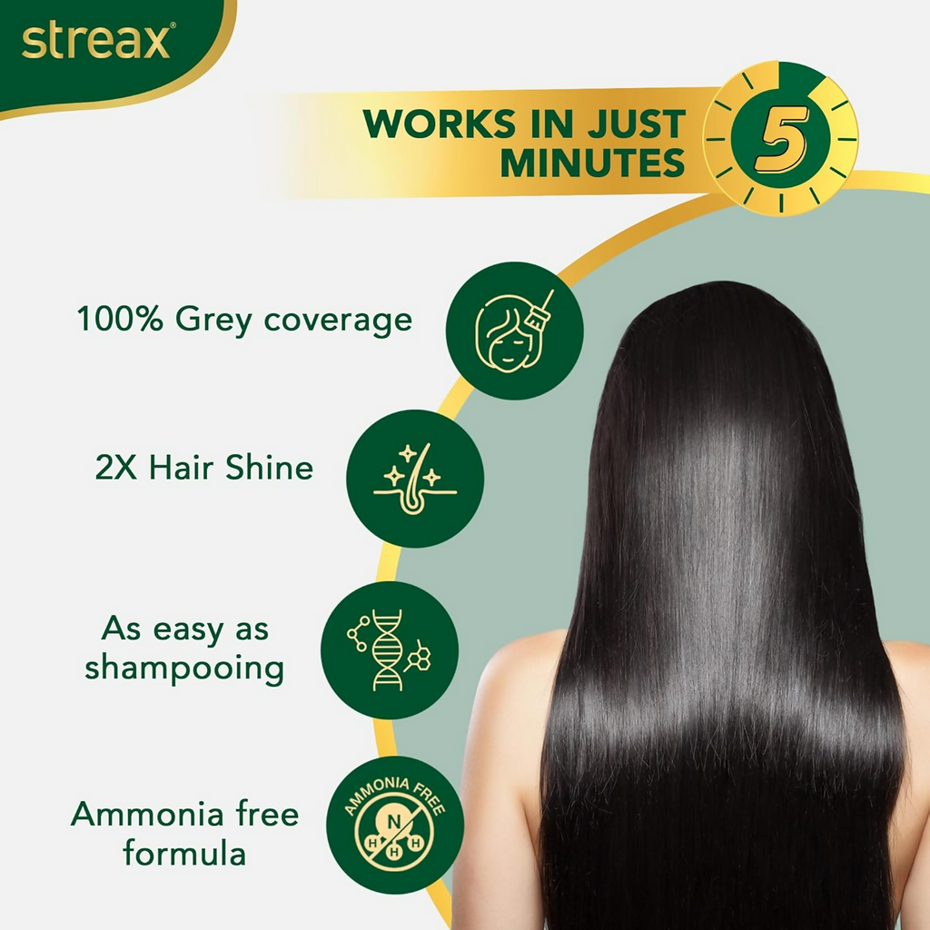 Streax Insta Shampoo Hair Colour for Women & Men, Dark Brown 3