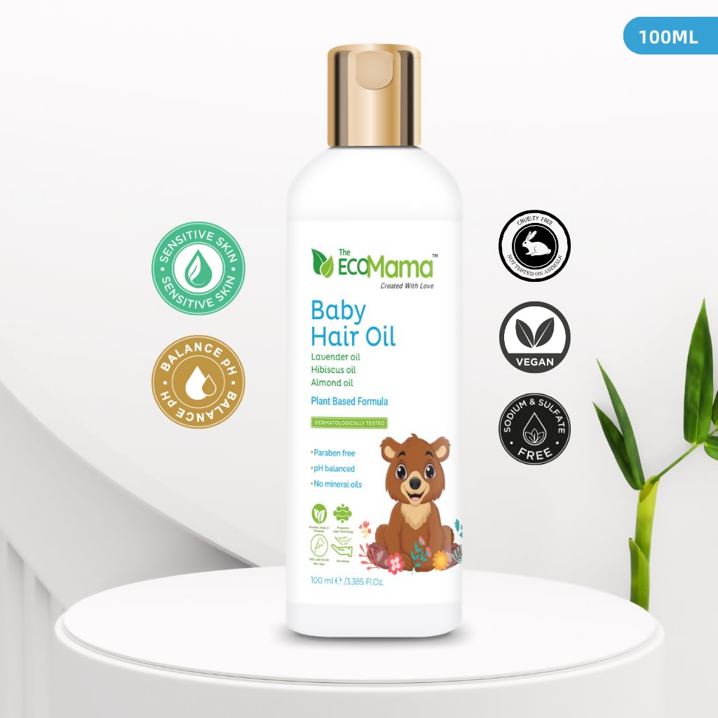 The Eco Mama Baby Hair Oil Lavender Oil, Hibiscus & Almond Oil