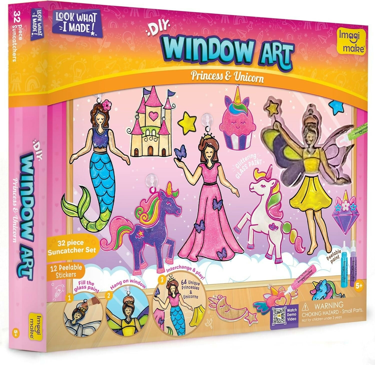 Imagimake Window Art Princess & Unicorn Suncatcher Kit Unicorn Toys for Girls Age 5-8 Craft Kits
