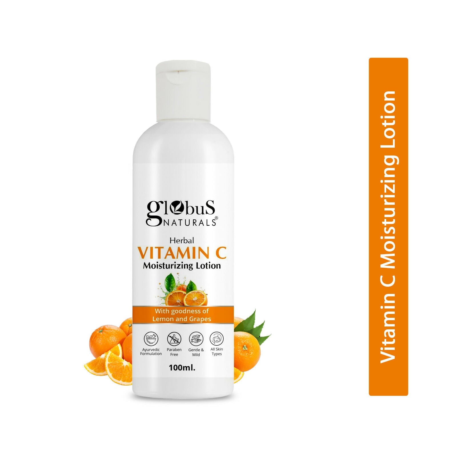 Globus Naturals Herbal Vitamin C Moisturizing Body Lotion For Skin Brightening & Nourishment, Glowing & Youthful Skin, All Skin Types