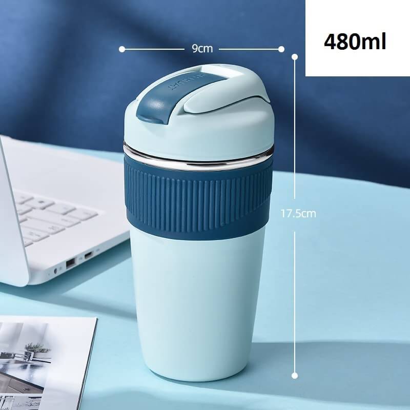 Wosta Travel Coffee Mug with Lid and Straw Tumbler - 480ml (Sky Blue)