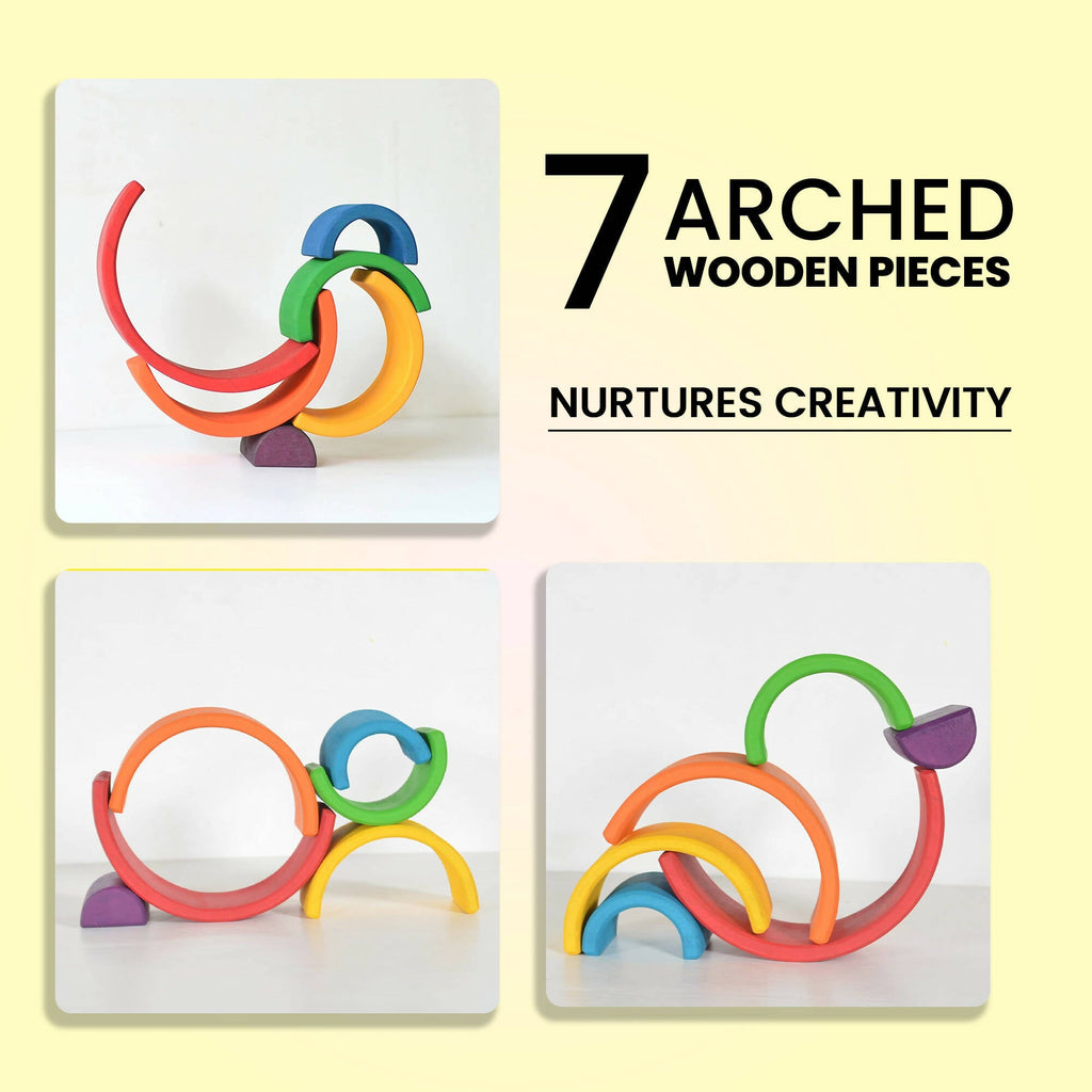 Matoyi Fish Rattle & Color Bowling Pin & Rainbow Stacker & Sheep Teether & Flat Disk Rattle For Kids