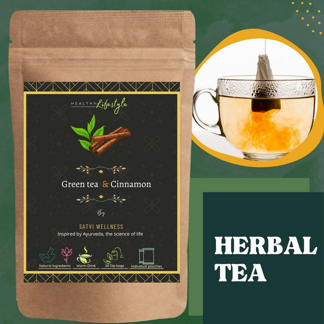Satvi Wellness Blend Of Green Tea And Cinnamon Tea Bags Main Image
