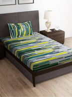 Story@home Arena White & Grey Printed 180 TC Bedsheet & Pillow Covers