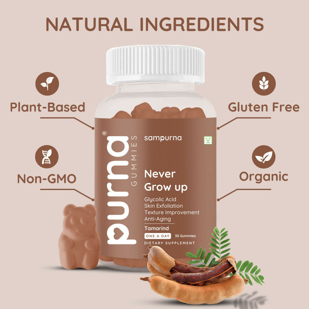 Purna Never Grow Up Glycolic Acid Gummies - Tamarind