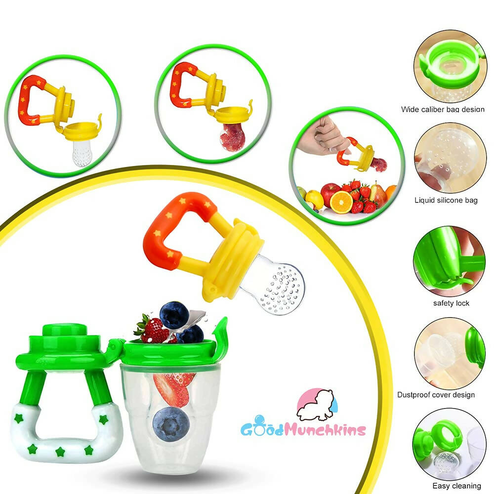 Goodmunchkins Silicone Spoon Food Feeder & Fruit Feeder for Toddlers Food Grade Silicone Bottle 90ml-Green