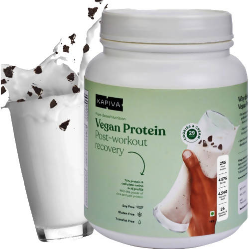 Kapiva Ayurveda Vegan Protein Post-Workout Recovery Cookies & Cream Hover Image