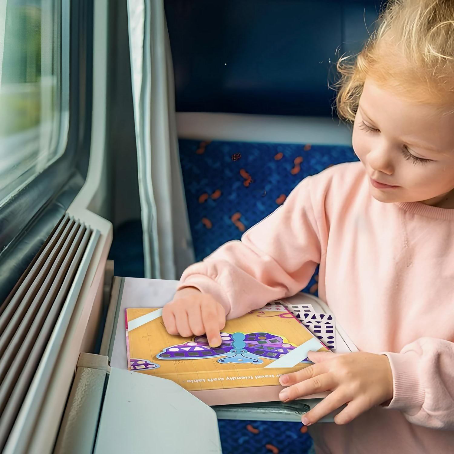 Imagimake Mirror Mosaic Butterfly & Peacock Mess Free DIY Mosaic Craft Kit 450+ Foil Sticker Travel Toys for Girls Birthday Gift for Girls Ages 3,4,5,6,7,8, Peach