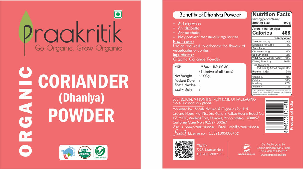 Praakritik Organic Dhaniya Powder