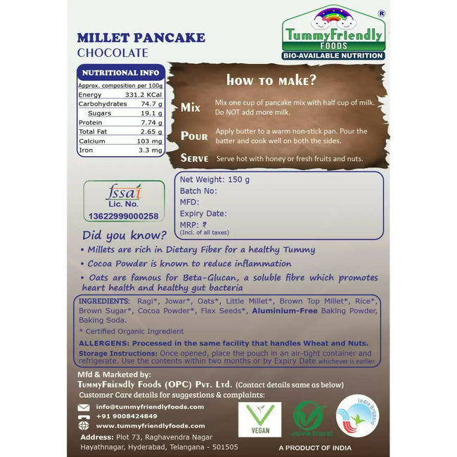 TummyFriendly Foods Millet Pancake Mix - Chocolate, Veggies Main Image