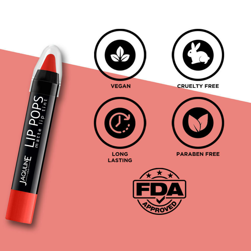 Jaquline USA Lip Pops Matte Lip Tint - Red Pop 02