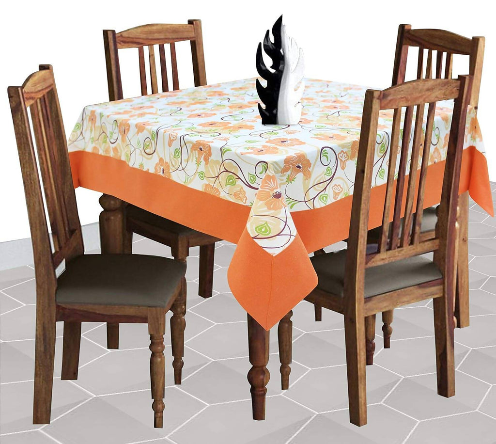 Airwill Cotton Floral Pattern 4 Seater Table Cloth - Orange