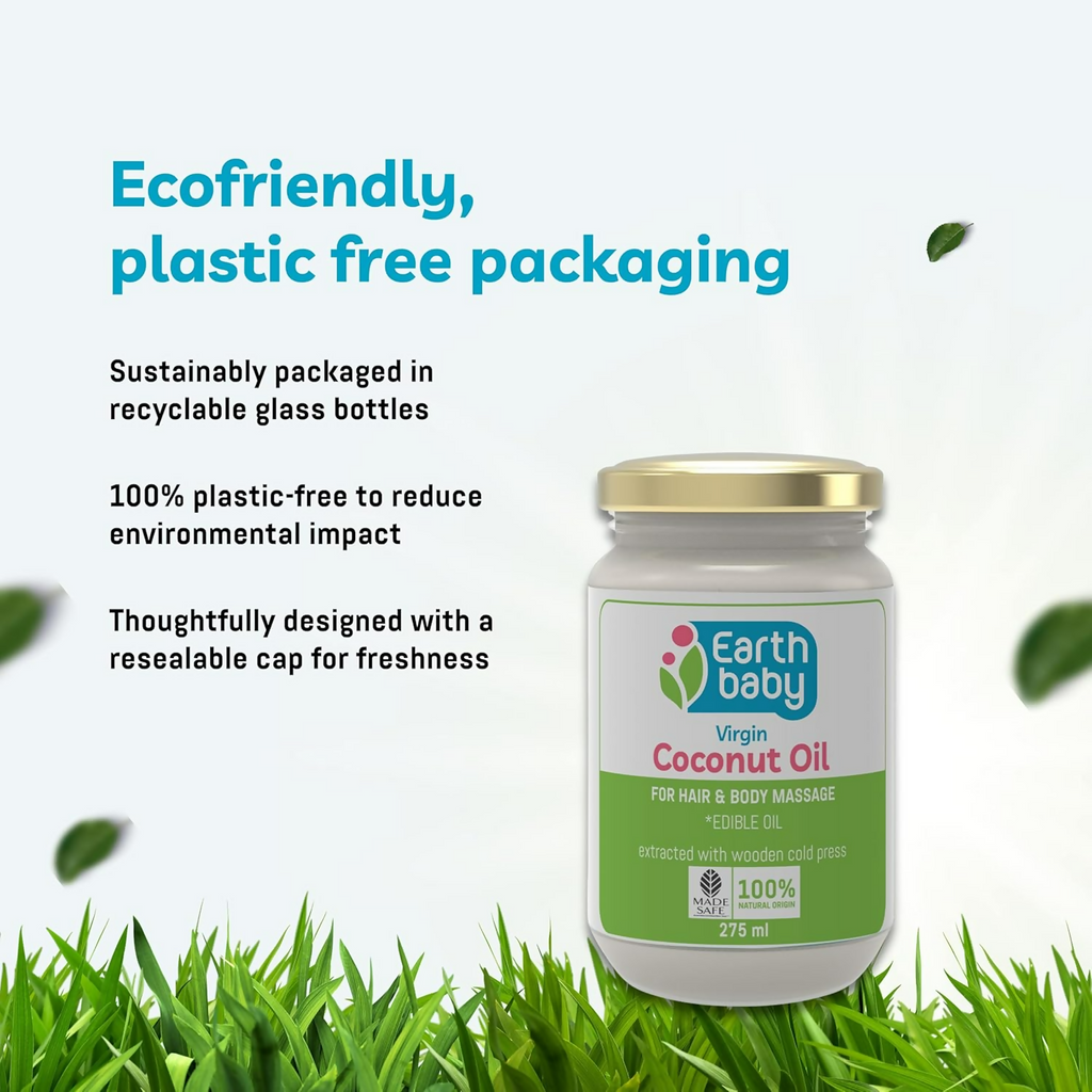 Earthbaby Virgin Coconut Oil - Cold Pressed Oil For Body Massage Skin & Hair Care