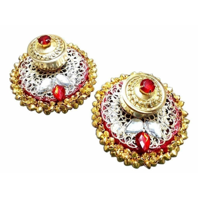Fancy Haldi Kumkum Holder With red and White Kundans 1- Piece Hover Image