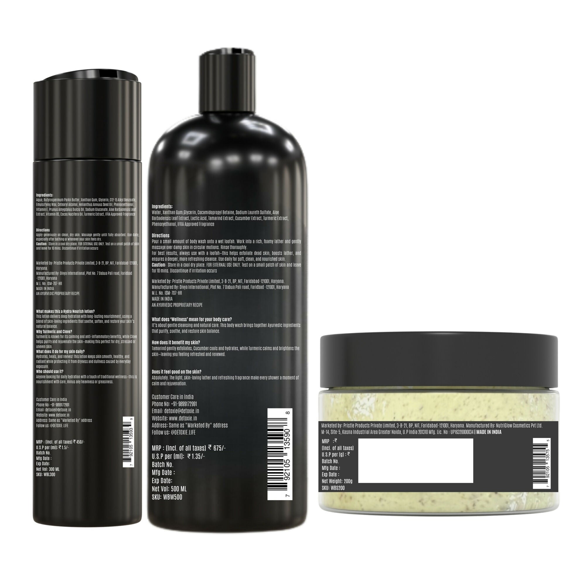 Detoxie Body Wash, Lotion & Scrub Combo - Wellness