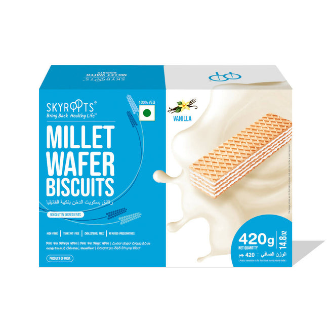 Skyroots Millet Wafer Biscuits Vanilla Hover Image