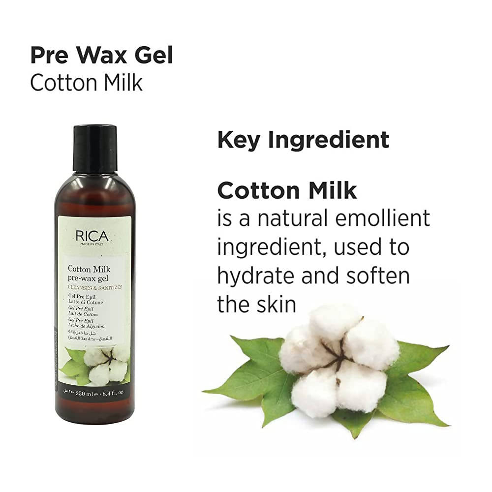 Rica Cotton Milk Pre-Wax Gel Cleansing Waxing Hair Cleaning with Naural Extracts for Hydration & Softening Skin