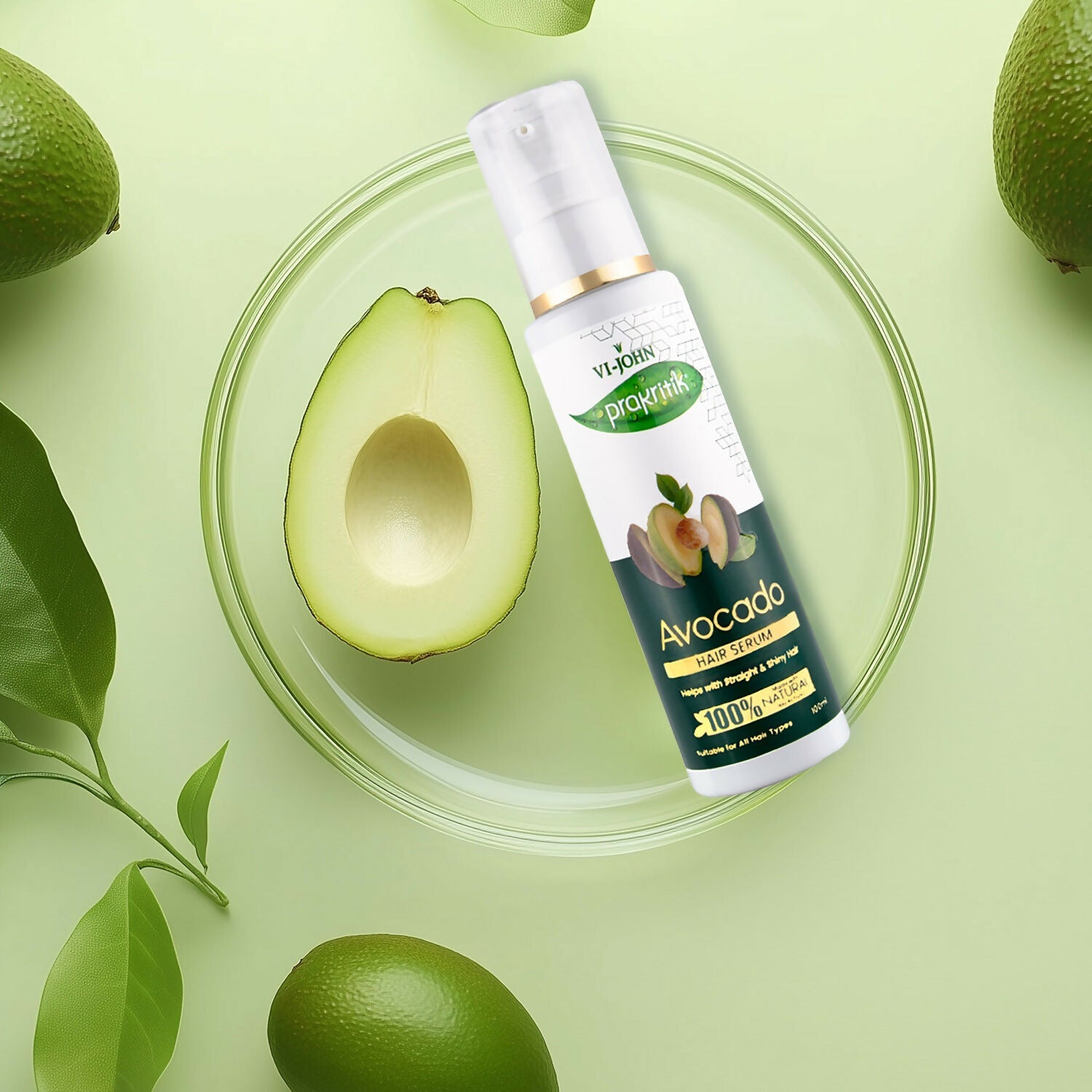 VI-JOHN Prakritik Avocado Hair serum Prevents dryness & Adds shine, 100% Natural Bio-Actives