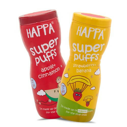 Happa Organic Multigrain Apple Cinnamon & Strawberry Banana Melts Super Puffs Combo(8 Months+) Hover Image