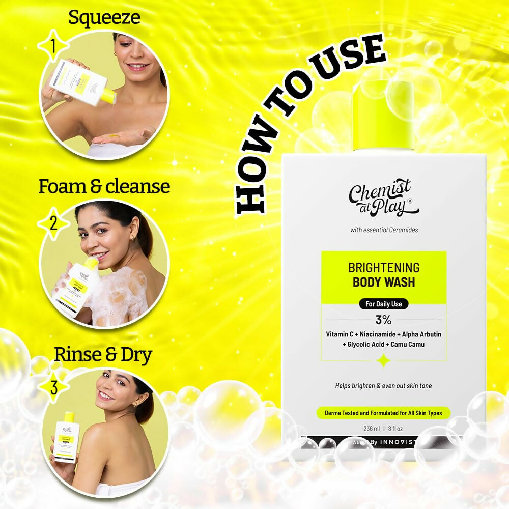 Chemist At Play Brightening Body Wash for Reduces Fades Dark Spots, Evens out Skin Tone Vitamin C with Camu Camu
