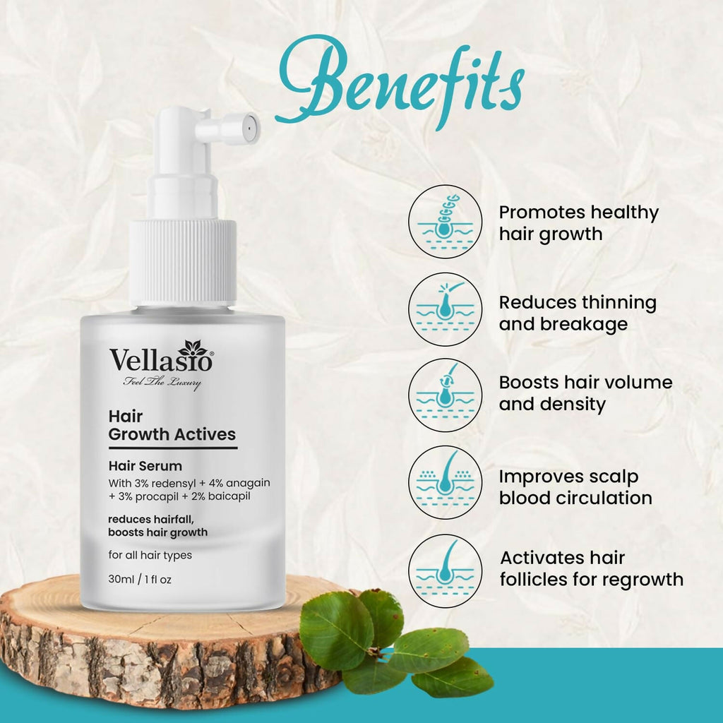 Vellasio Hair Growth Serum Actives - 3% Redensyl, 4% Anagain, 3% Procaoil, 2% Baicapil