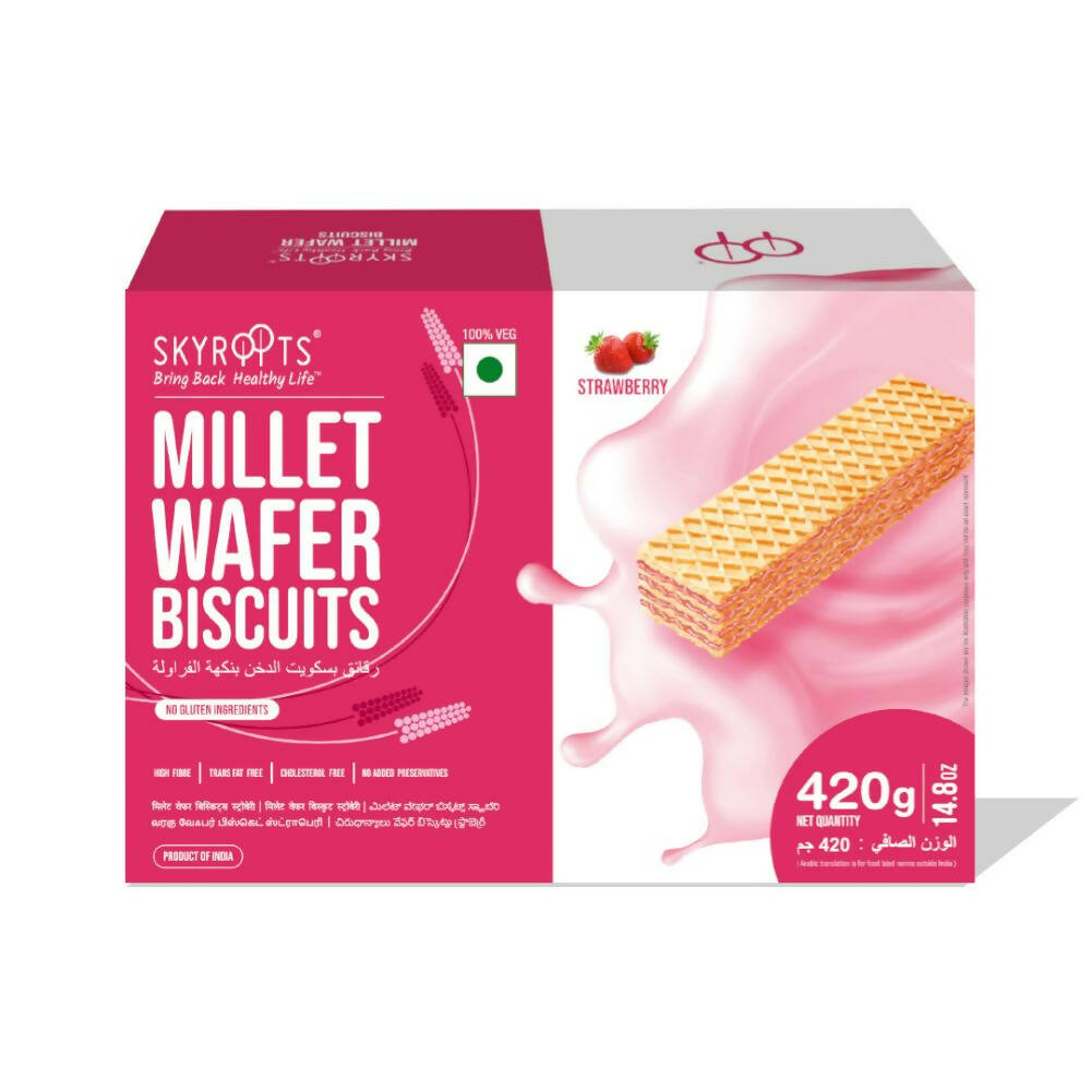 Skyroots Millet Wafer Biscuits Strawberry