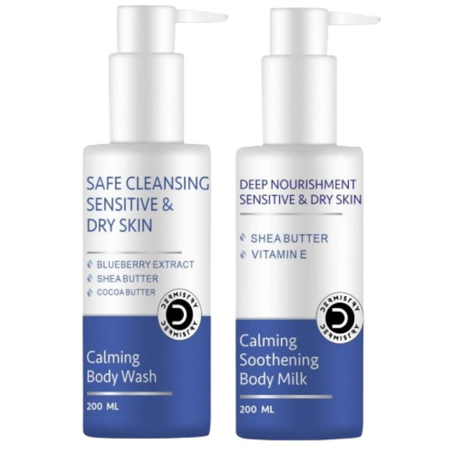 Dermistry Calming Body Wash & Calming Soothening Body Milk Lotion Hover Image