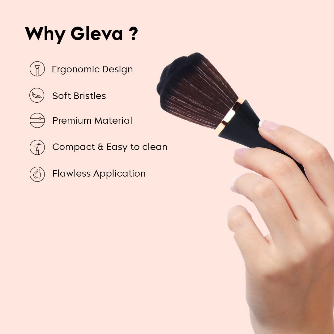 Gleva Multipurpose Professional Powder & Blush Cheek Brush - Black Brush
