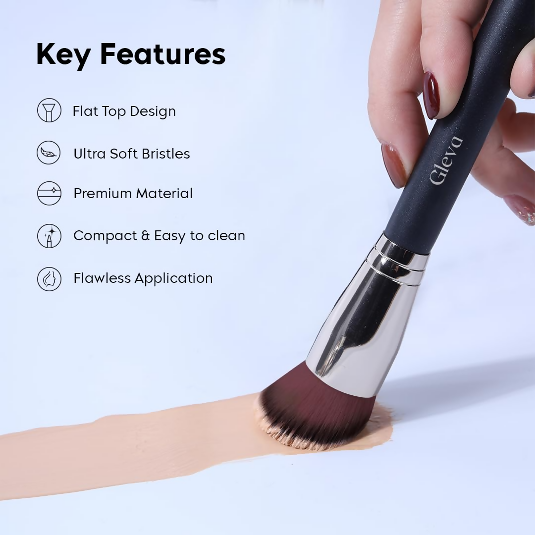 Gleva Flat Top Kabuki Foundation Makeup Brush Black