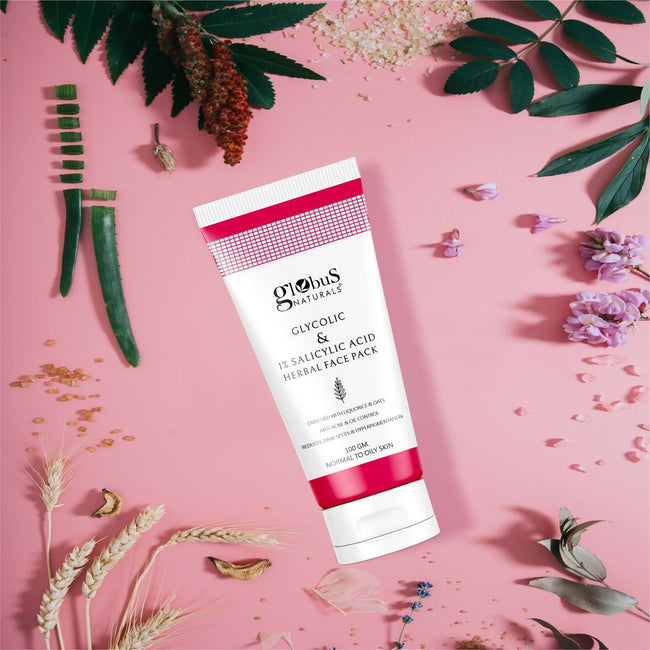 Globus Naturals Anti Acne Glycolic & 1 % Salicylic Acid Face Pack, For Acne Prone & Oily Skin Main Image