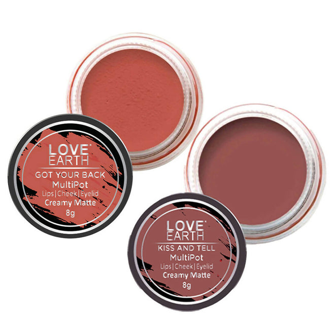 Love Earth Lip Tint & Cheek Tint Multipot Combo (Coral & Mauvish Pink) Hover Image