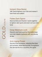 Flawora 24K Gold Face Serum For Brightening, Anti-Aging And Anti Acne Serum To Reduce Blackheads And Open Pores 