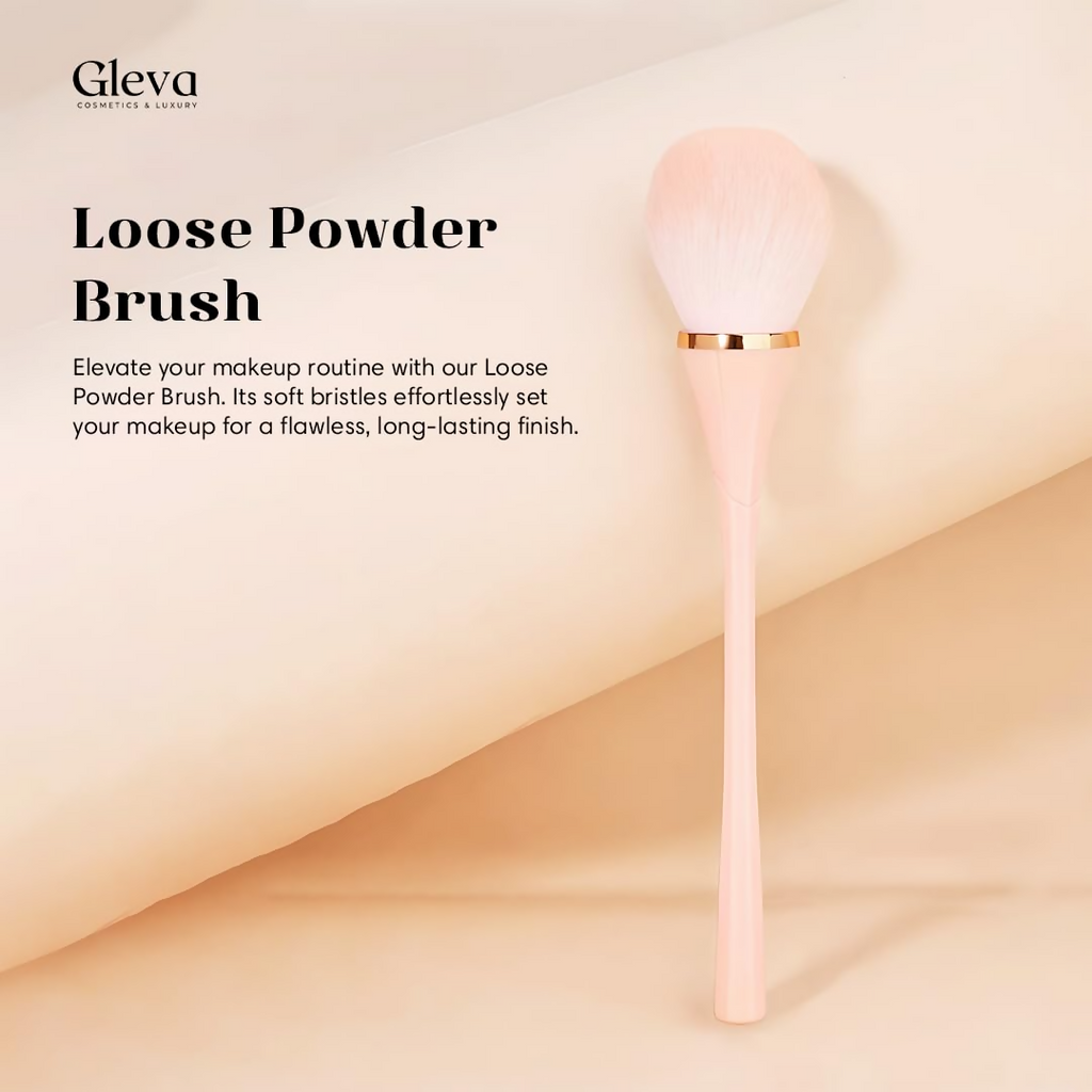 Gleva Multipurpose Professional Powder & Blush Cheek Brush - Black Loose Powder Brush