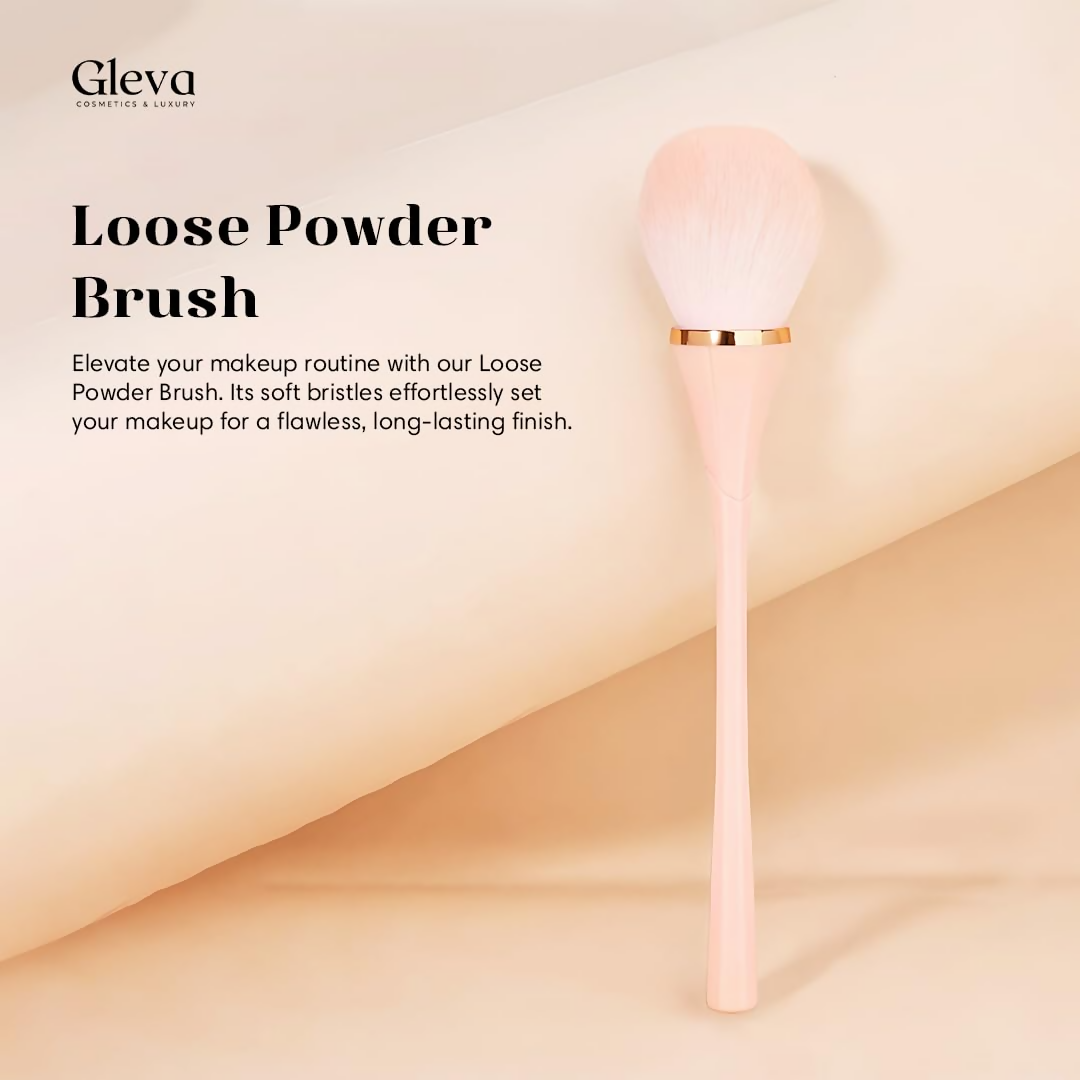 Gleva Multipurpose Professional Powder & Blush Cheek Brush - Black Loose Powder Brush