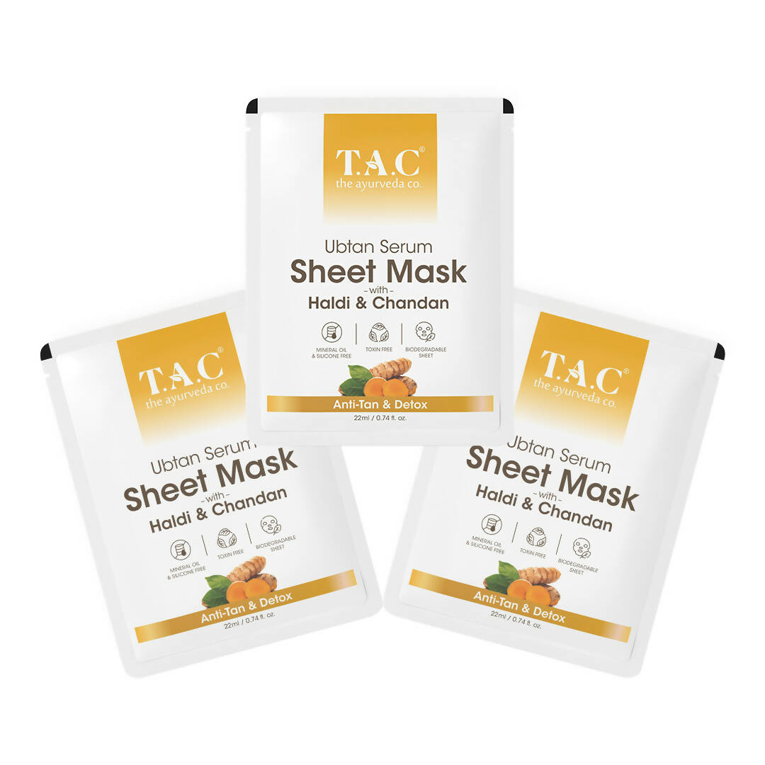 TAC - The Ayurveda Co. Ubtan Serum Sheet Mask | with Sandalwood, Saffron & Turmeric