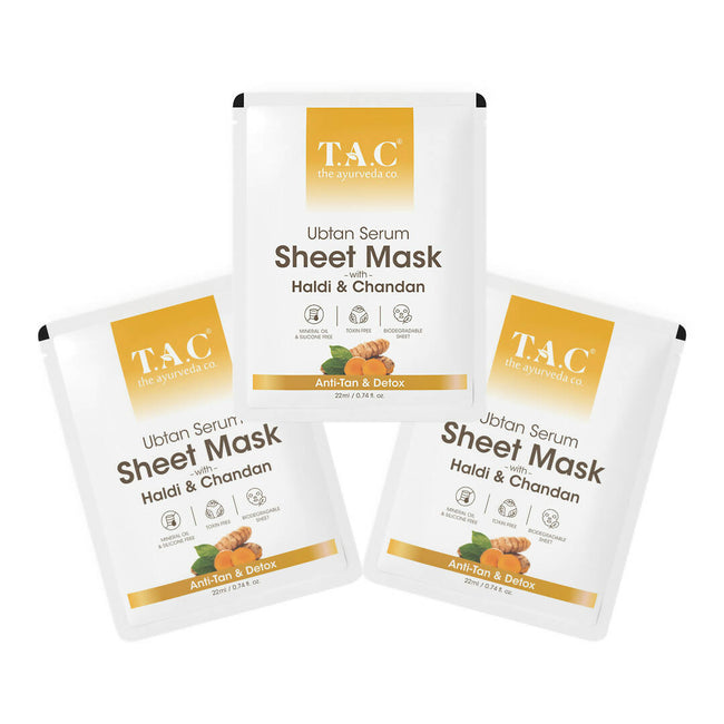 TAC - The Ayurveda Co. Ubtan Serum Sheet Mask | with Sandalwood, Saffron & Turmeric Hover Image